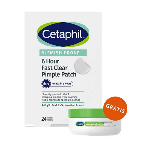 Cetaphil Blemish Prone, plasturi pentru imperfecțiuni, 24 bucăți + cremă hidratantă pentru față cu acid hyaluronic, cremă de noapte, 48 ml gratuit: цены и характеристики