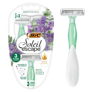BIC Soleil Escape, бритва жіноча, одноразова, з трьома лезами, лаванда та евкаліпт, 3 шт.