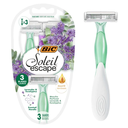 BIC Soleil Escape, бритва жіноча, одноразова, з трьома лезами, лаванда та евкаліпт, 3 шт.: ціни та характеристики