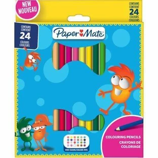 Набор длинных цветных карандашей, 24 штуки, PaperMate
