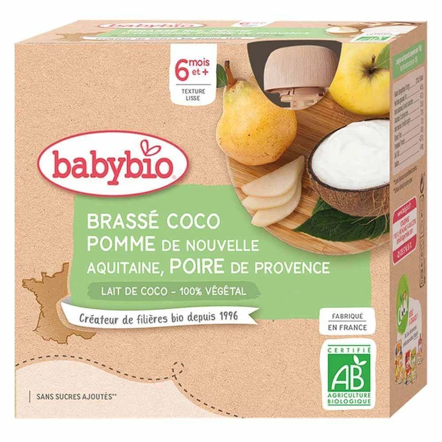 Бутылочка для питья Babybio Organic с кокосовым молоком с 6 месяцев 4х85г: цены и характеристики