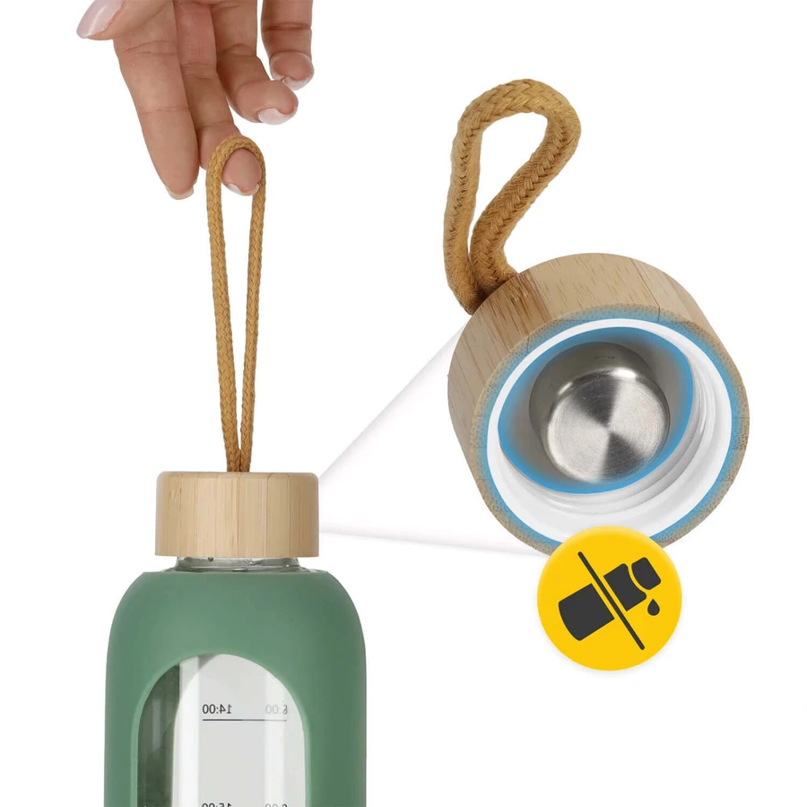 4Fizjo, sticlă de apă în carcasă de silicon, motivațională, verde, 1 l: цены и характеристики