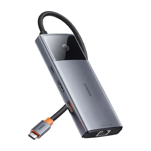 USB-хаб 6-в-1 Baseus Metal Gleam Series II USB-A/USB-C/USB-C PD/HDMI/RJ45 - чорний