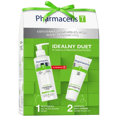 Набір Pharmaceris T Sebo-Moistatic, зволожуючий і заспокійливий крем для обличчя, SPF 30, 50 мл + Puri-Sebogel, антибактеріальний Т-очищуючий гель для обличчя, 80 мл: ціни та характеристики