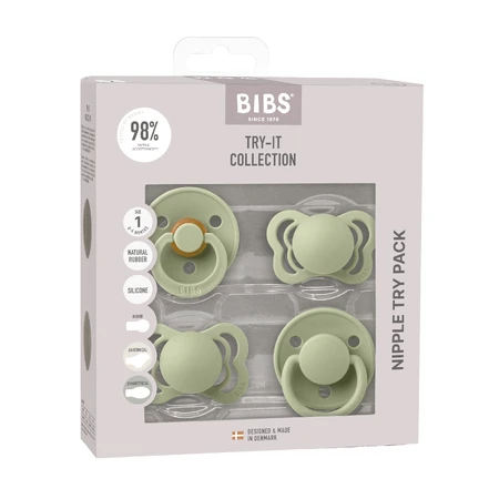 Набір Bibs Try-It Collection, манекени, гумові та силіконові, розмір 1, 0-6 місяців, Sage, 4 штуки: ціни та характеристики