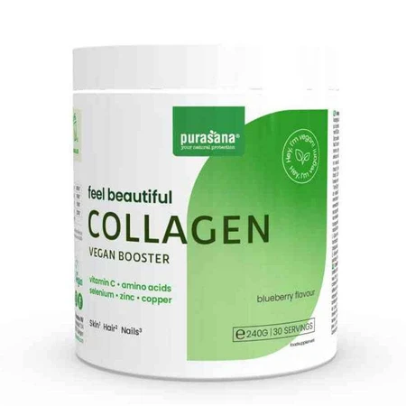 Веганська пудра для краси Purasana Collagen Complexe Відчуй себе красивою зі смаком чорниці 240г: ціни та характеристики