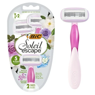 BIC Soleil Escape, женские бритвы, одноразовые, пятилезвийные, роза и магнолия, 2 штуки