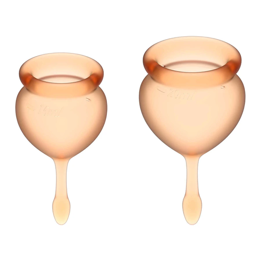 Satisfyer Feel Good, чашка менструальна, 15 мл + 20 мл, апельсин, 2 упаковки: ціни та характеристики