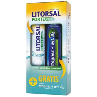 Zdrovit Litorsal Forte, aromă de mojito, 24 comprimate efervescente + Magneziu cu vitamin B6, aromă de lămâie, 24 comprimate efervescente