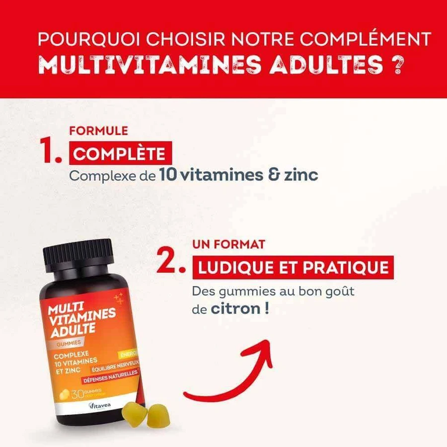 Vitavea Santé Mutivitamine Adults Energie et Equilibre nerveux 30 gommine: цены и характеристики