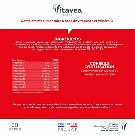 Vitavea Santé Mutivitamine Adults Energie et Equilibre nerveux 30 gommine: цены и характеристики