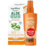 Набір Equlibra Aloe, крем від сонця, SPF 50+, 75 мл + олія для волосся, 100 мл безкоштовно