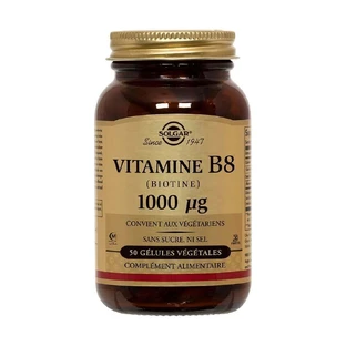 Solgar Вітаміни B8 Біотин 1000 мікрограмів 50 гелів Biotine Beauté Peau, Cheveux 50 gélules végétales