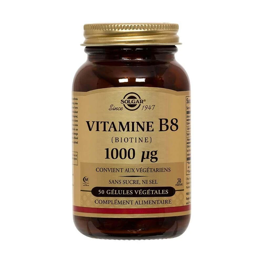 Solgar Вітаміни B8 Біотин 1000 мікрограмів 50 гелів Biotine Beauté Peau, Cheveux 50 gélules végétales: ціни та характеристики