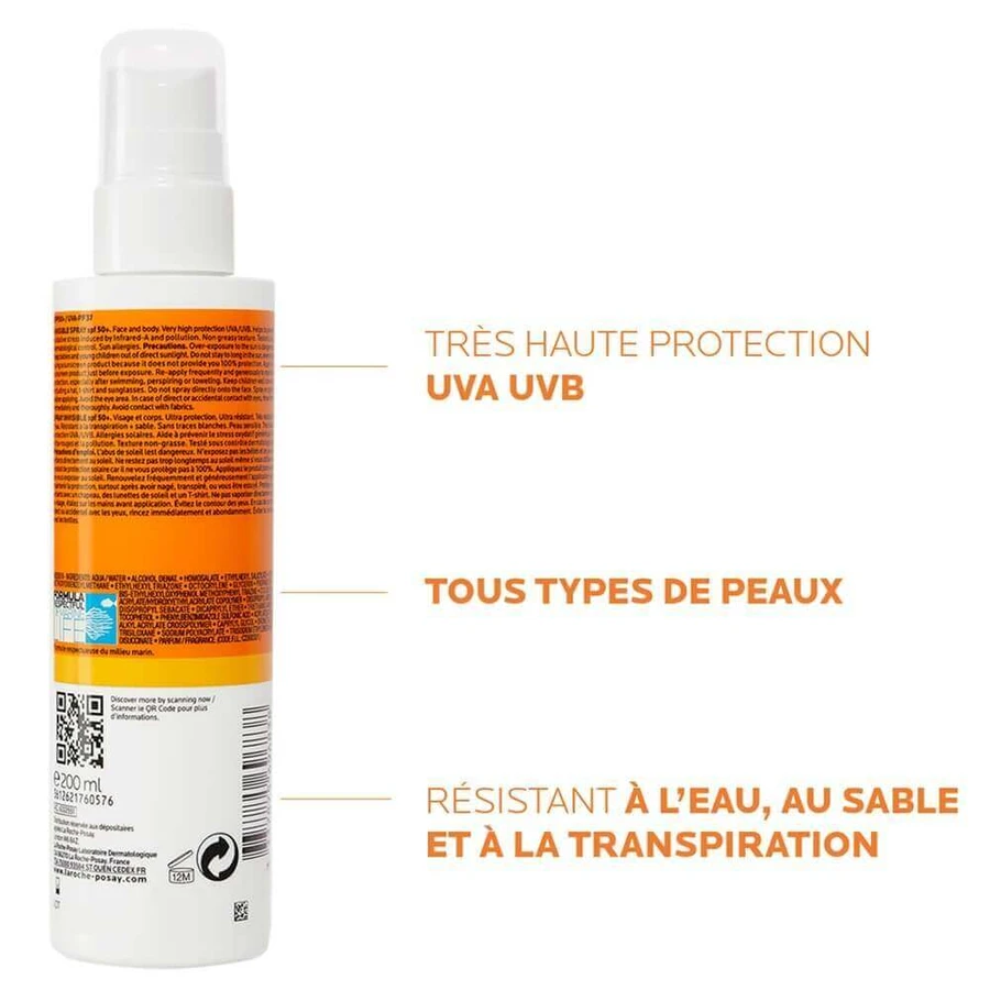 La Roche-Posay Anthelios Сонячний спрей для тіла SPF 50+ дуже високий захист з парфумами 200 мл: ціни та характеристики