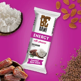 BeRaw! Energy Raw Snack, енергетичний батончик, сире какао, кокос, 40 г