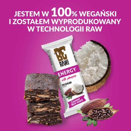 BeRaw! Energy Raw Snack, енергетичний батончик, сире какао, кокос, 40 г: ціни та характеристики