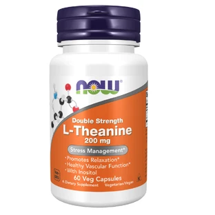 Now Foods L-Theanine 200 мг, L-теанин, 60 веганских капсул