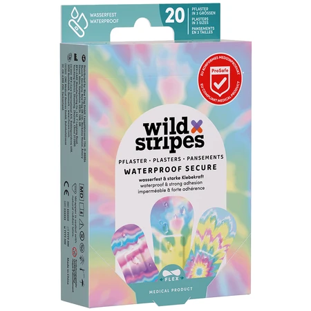 Wild Stripes Waterproof, пластыри, Rainbow, водонепроницаемые, 20 штук ДЕФЕКТИРОВАННАЯ УПАКОВКА: цены и характеристики