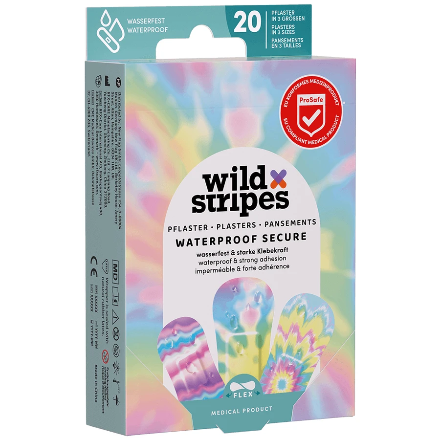 Wild Stripes Waterproof, пластыри, Rainbow, водонепроницаемые, 20 штук ДЕФЕКТИРОВАННАЯ УПАКОВКА: цены и характеристики