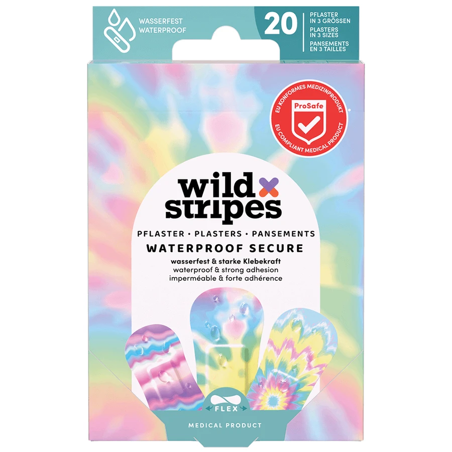 Wild Stripes Waterproof, пластыри, Rainbow, водонепроницаемые, 20 штук ДЕФЕКТИРОВАННАЯ УПАКОВКА: цены и характеристики
