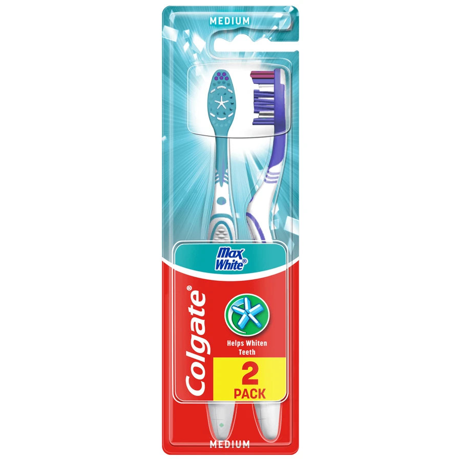 Colgate Max White, зубная щетка, средняя, 2 шт.: цены и характеристики