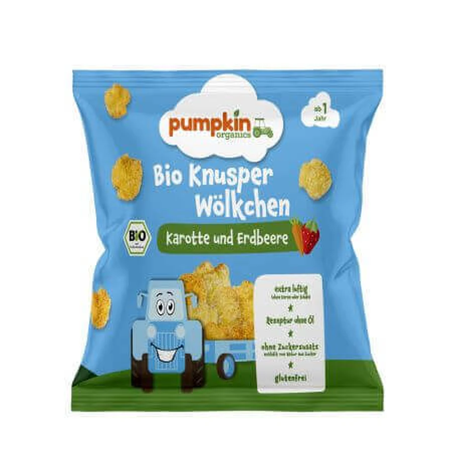 Перекус Органические морковно-клубничные облака, 12 месяцев+, 15 г, Pumpkin Organics: цены и характеристики