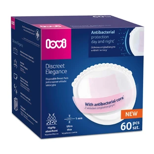 Набір Lovi Discreet Elegance, прокладки для грудей, антибактеріальні, білі, 2 x 60 шт.