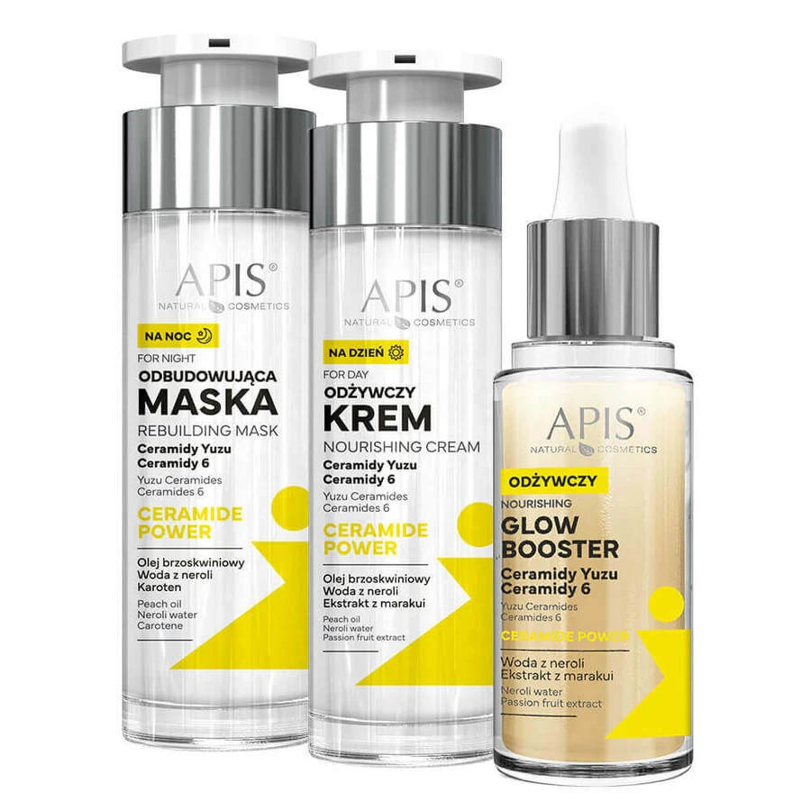 Набор Apis Ceramide Power, восстанавливающая ночная маска, 50 мл + питательный дневной крем, 50 мл + питательный усилитель сияния, 30 мл за 1 копейку: цены и характеристики