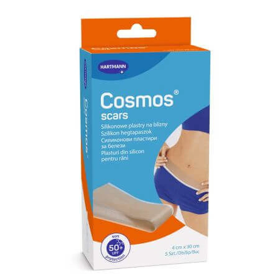 Пластир для догляду за рубцями Cosmos Scars, 4 см х 30 см, 5 штук, Hartmann: ціни та характеристики