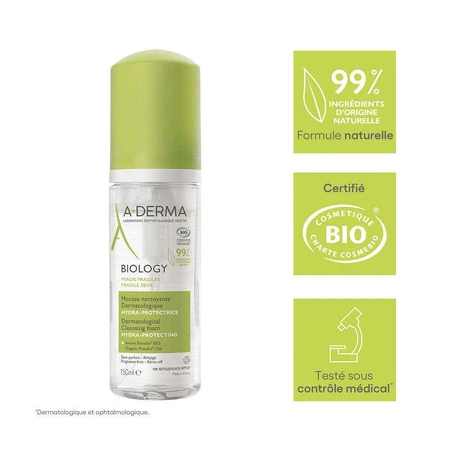 A-Derma Biology Органічна дерматологічна пінка для вмивання Hydra Protectrice 150 мл: ціни та характеристики