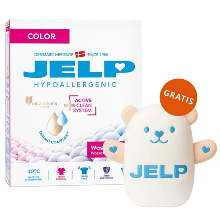 Пральний порошок Jelp Гіпоалергенний, кольоровий, 3 кг + плюшевий ведмедик безкоштовно: ціни та характеристики