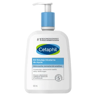 Cetaphil EM, міцелярна емульсія для чутливого догляду за шкірою голови, для всієї родини, 500 мл + крем для зволоження шкіри обличчя з кислотою гіалуроновою, крем-ноапте, 48 мл безкоштовно