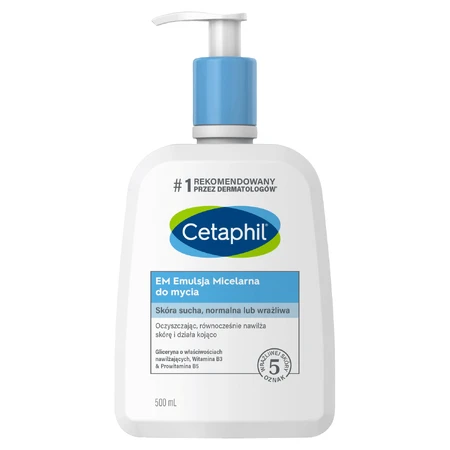 Cetaphil EM, Emulsie micelară pentru curățarea pielii sensibile, pentru întreaga familie, 500 ml + Cremă hidratantă pentru față cu acid hyaluronic, cremă de noapte, 48 ml gratuit: цены и характеристики