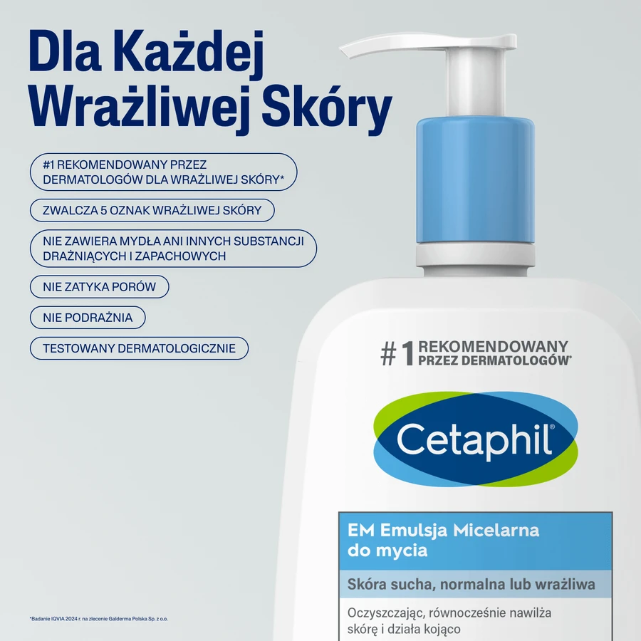 Cetaphil EM, Emulsie micelară pentru curățarea pielii sensibile, pentru întreaga familie, 500 ml + Cremă hidratantă pentru față cu acid hyaluronic, cremă de noapte, 48 ml gratuit: цены и характеристики