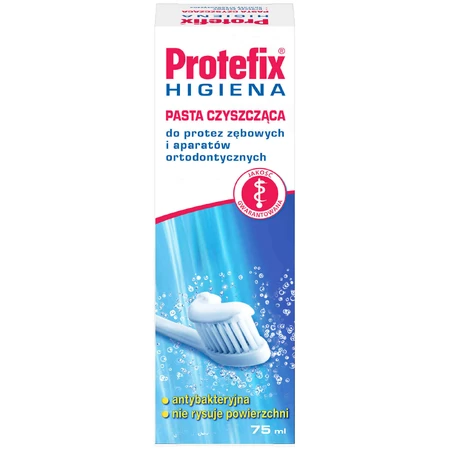 Protefix Hygiene Kit, паста для чищення зубних протезів та ортодонтичних конструкцій, 2 x 75 мл + щітка для чищення зубних протезів, 1 безкоштовно: ціни та характеристики