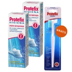 Protefix Hygiene Kit, паста для чищення зубних протезів та ортодонтичних конструкцій, 2 x 75 мл + щітка для чищення зубних протезів, 1 безкоштовно: ціни та характеристики