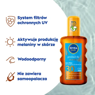 Nivea Sun Protect & Bronze, Спрей для активації природної засмаги, SPF 30, 200 мл
