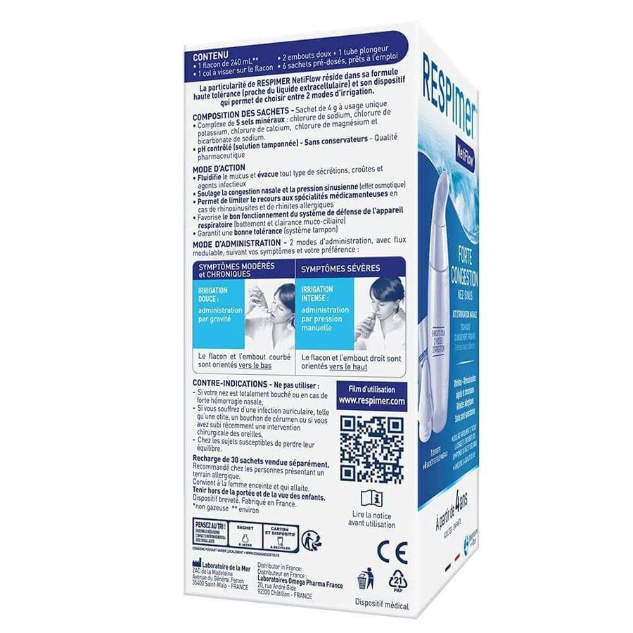 Respimer Набор для назального ирригатора Netiflow + 6 саше: цены и характеристики