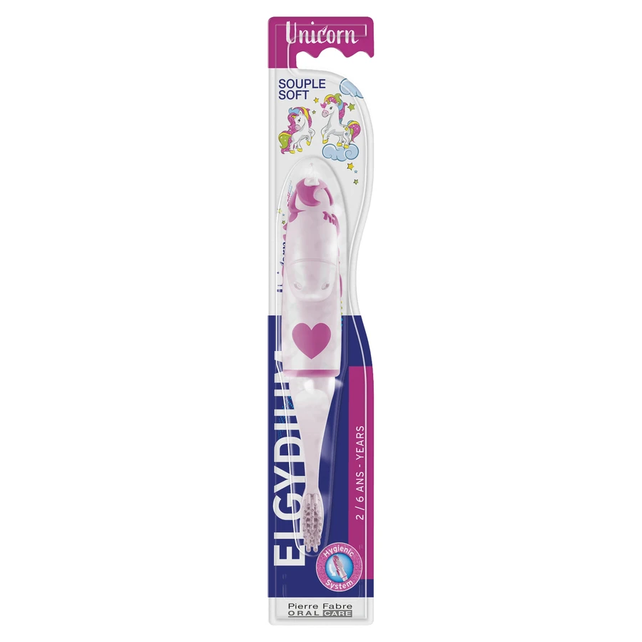 Набор Elgydium Unicorn, periuță de dinți pentru copii, 2-6 ani, 2 bucăți: цены и характеристики