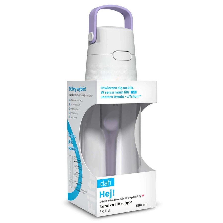 Dafi Solid, пляшка з фільтром для води, лаванда, 0,5 л + фільтр для води, 1 шт.: ціни та характеристики
