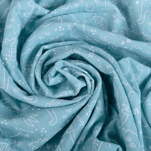 BabyMatex, мусліновий плед Muslin Design, 80 см х 120 см, синій з динозаврами