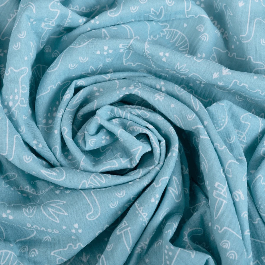 BabyMatex, мусліновий плед Muslin Design, 80 см х 120 см, синій з динозаврами: ціни та характеристики