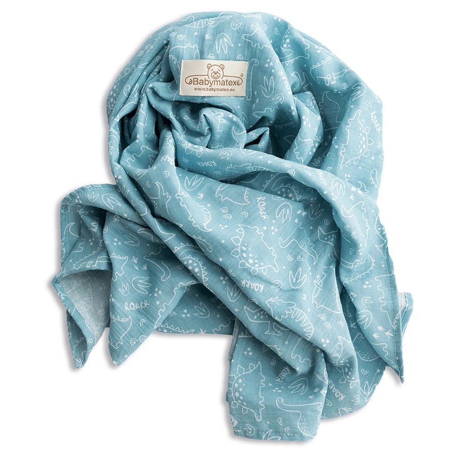 BabyMatex, мусліновий плед Muslin Design, 80 см х 120 см, синій з динозаврами: ціни та характеристики