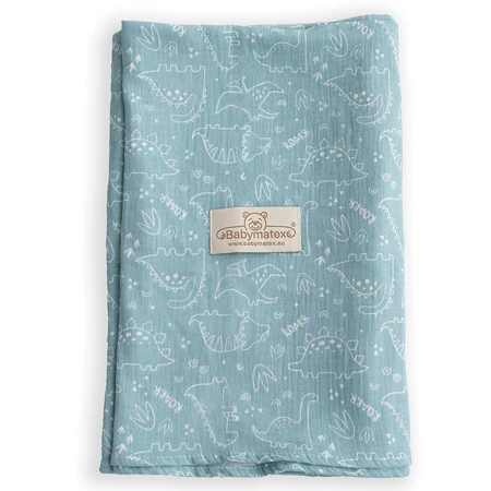 BabyMatex, мусліновий плед Muslin Design, 80 см х 120 см, синій з динозаврами: ціни та характеристики