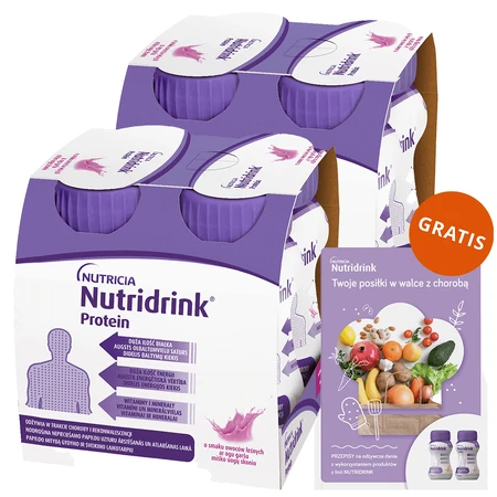 Набір протеїнів Nutridrink Protein, харчова добавка, зі смаком лісових фруктів, 8 х 125 мл + буклет з рецептами безкоштовно: ціни та характеристики
