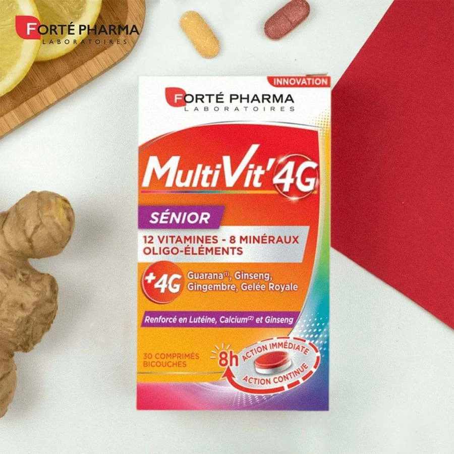 Forté Pharma MultiVit'4G Мультивітаміни для людей похилого віку, збагачені кальцієм, 30 таблеток: ціни та характеристики