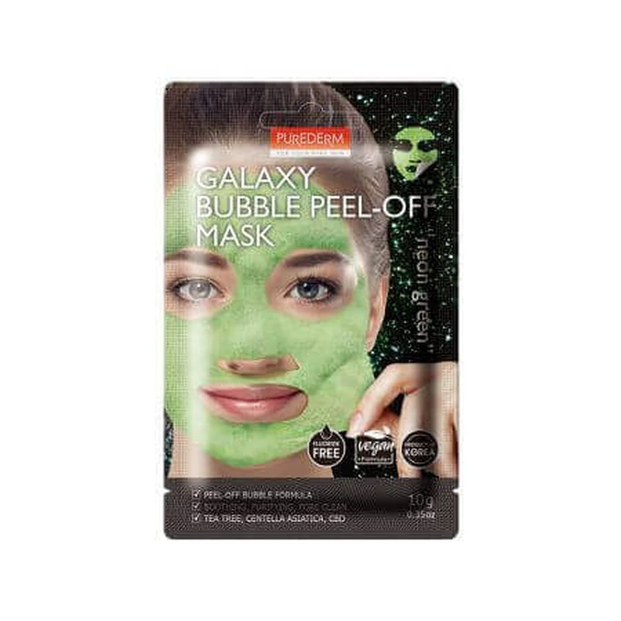 Отшелушивающая маска для лица с пузырьками Galaxy Neon Green, 10 г, Purederm: цены и характеристики