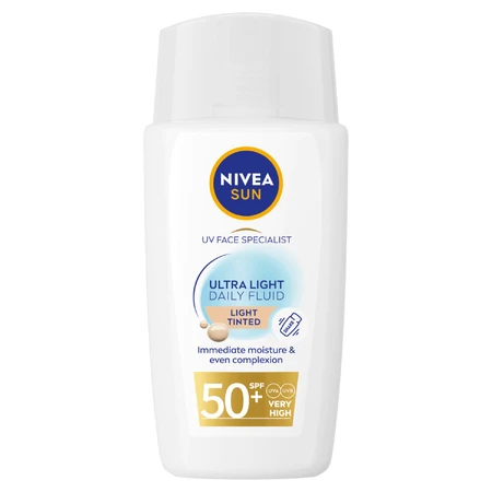 Nivea Сонцезахисний денний флюїд для обличчя ультралегкий, з легким відтінком, SPF 50+, 40 мл: ціни та характеристики