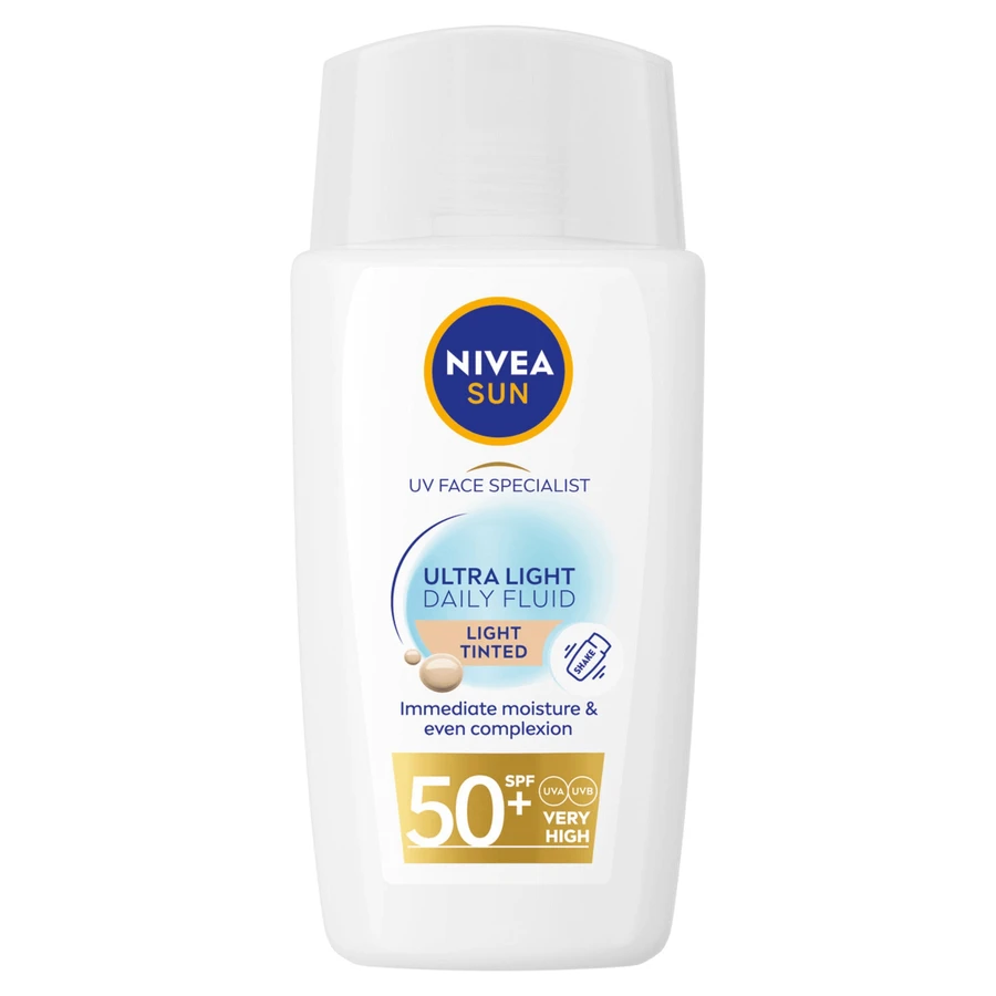 Nivea Сонцезахисний денний флюїд для обличчя ультралегкий, з легким відтінком, SPF 50+, 40 мл: ціни та характеристики